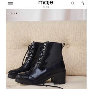 MAJE Glossy Leather Combat Boot